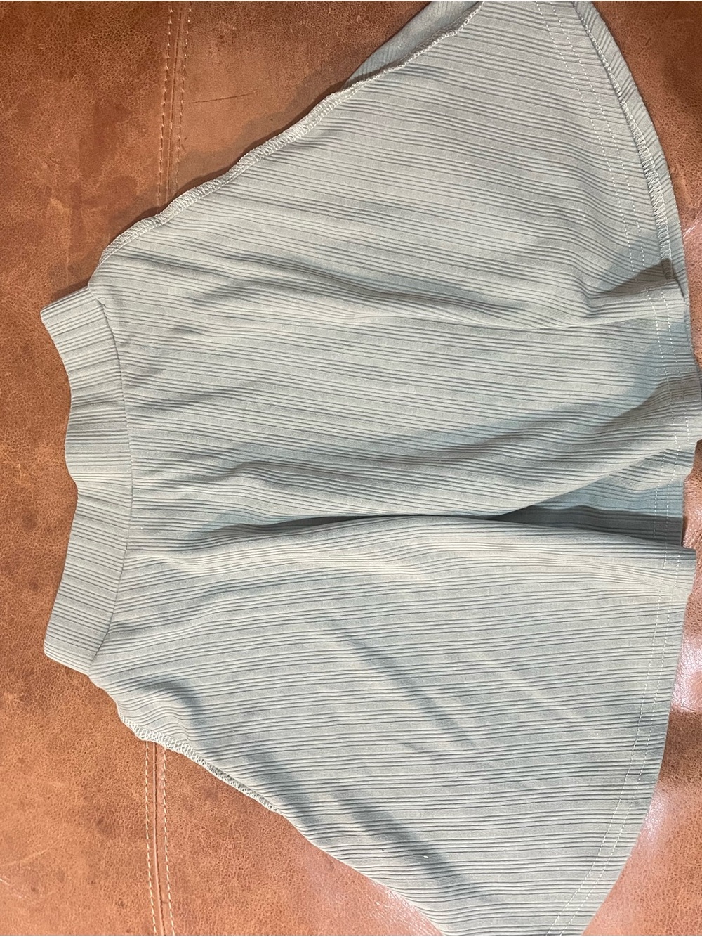 Girls Light Sage Ribbed A-Line Skirt